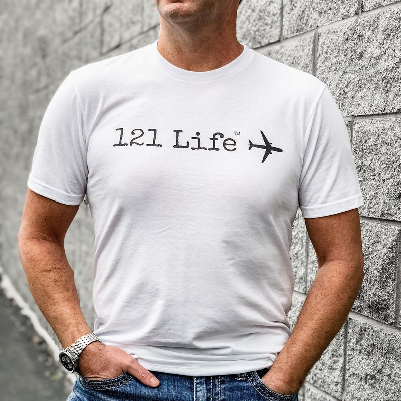 pilot wearing part 121 t-shirt in white