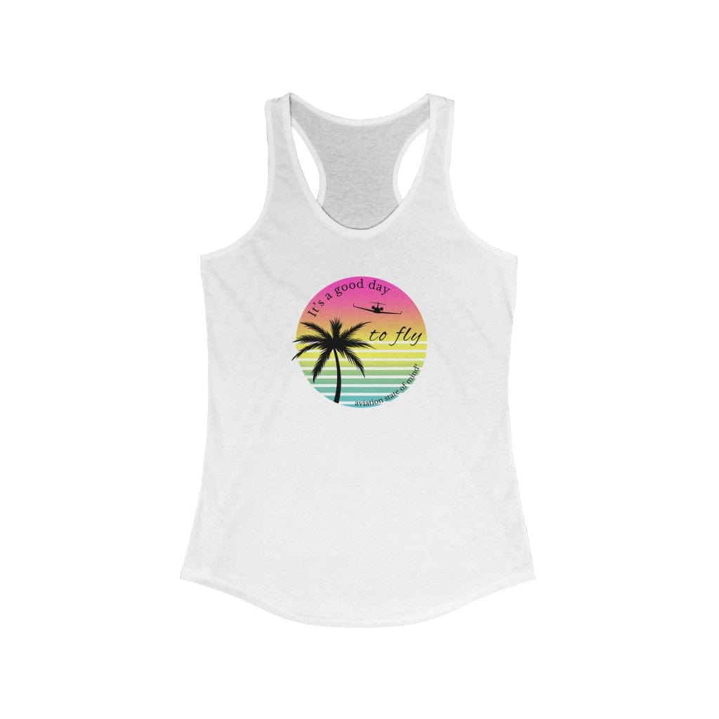 tropical airplane tank top in white