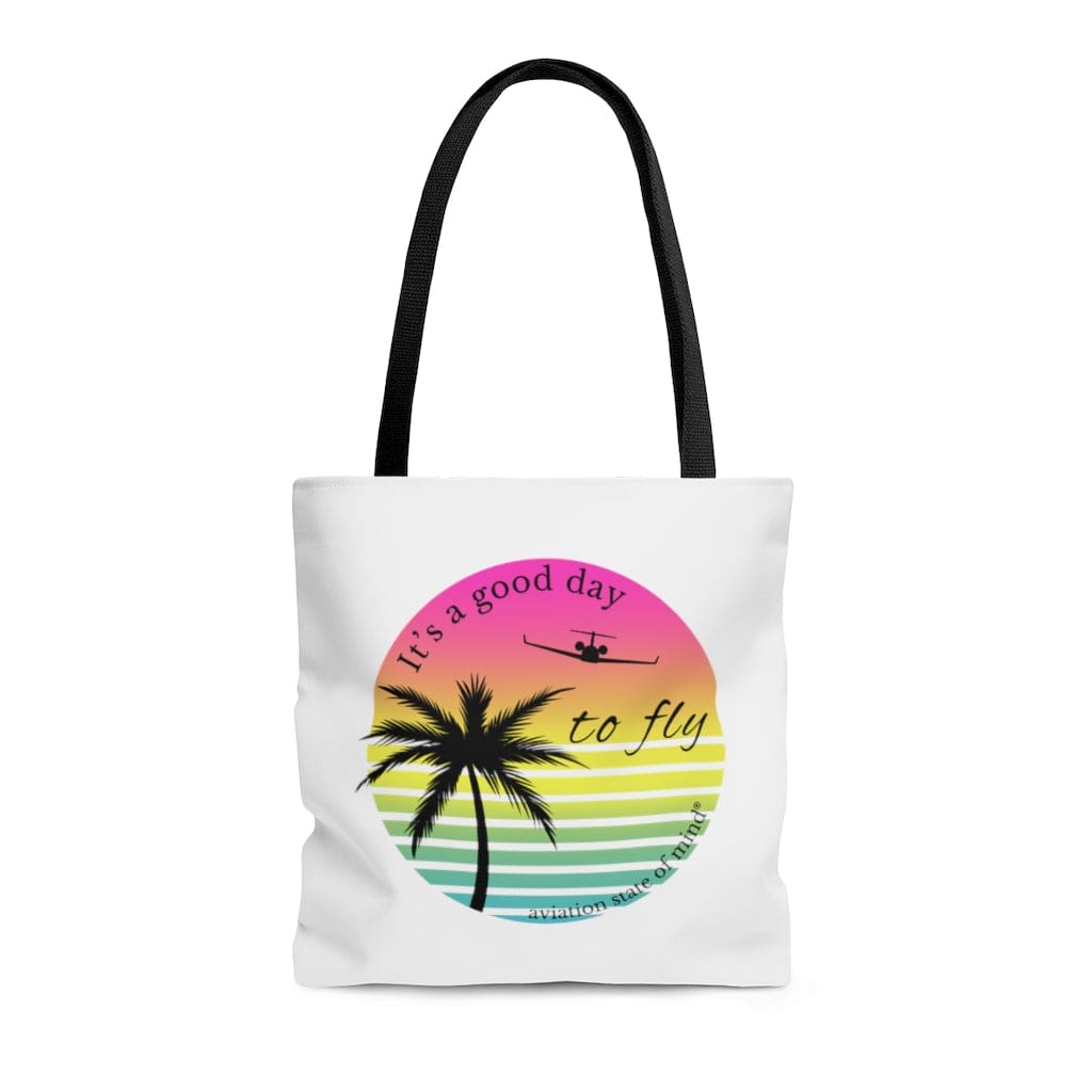 airplane tote bag with tropical design