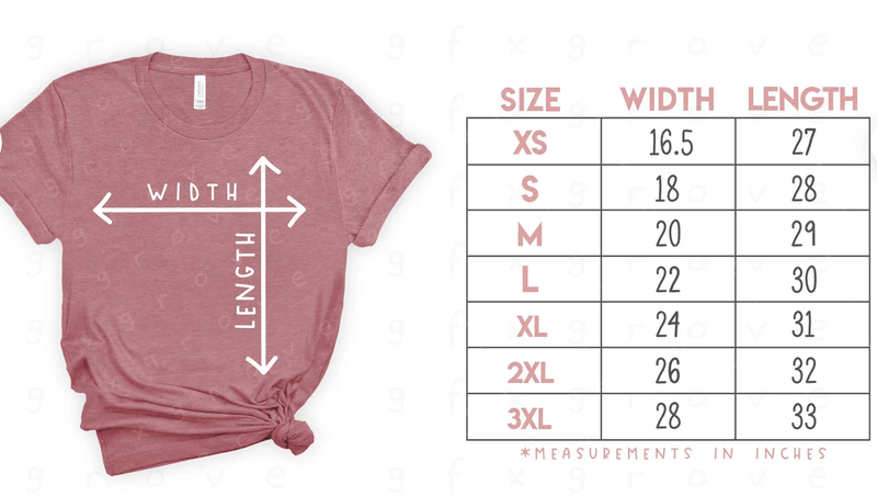 size chart for t-shirt