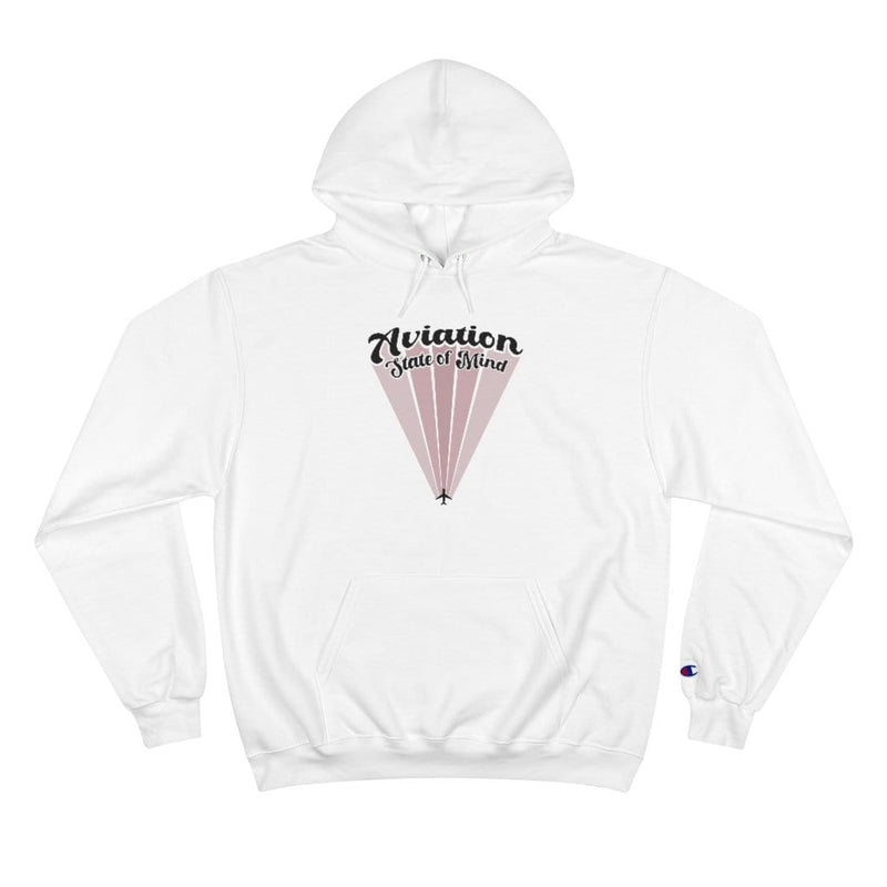 white champion hoodie w pink airplane design