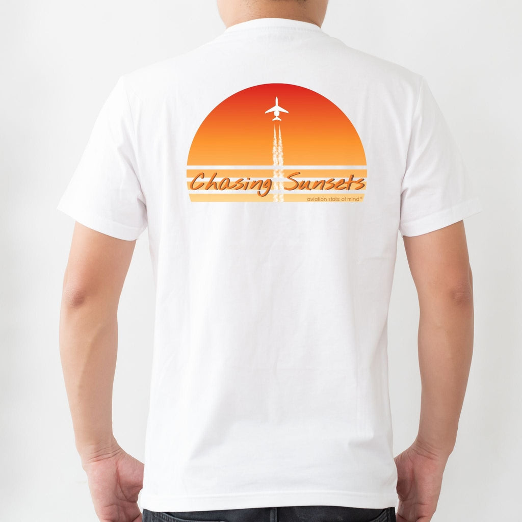 pilot t-shirt with airplane and sunset