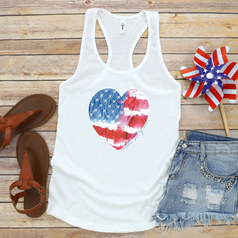 white tank with heart American flag and airplanes