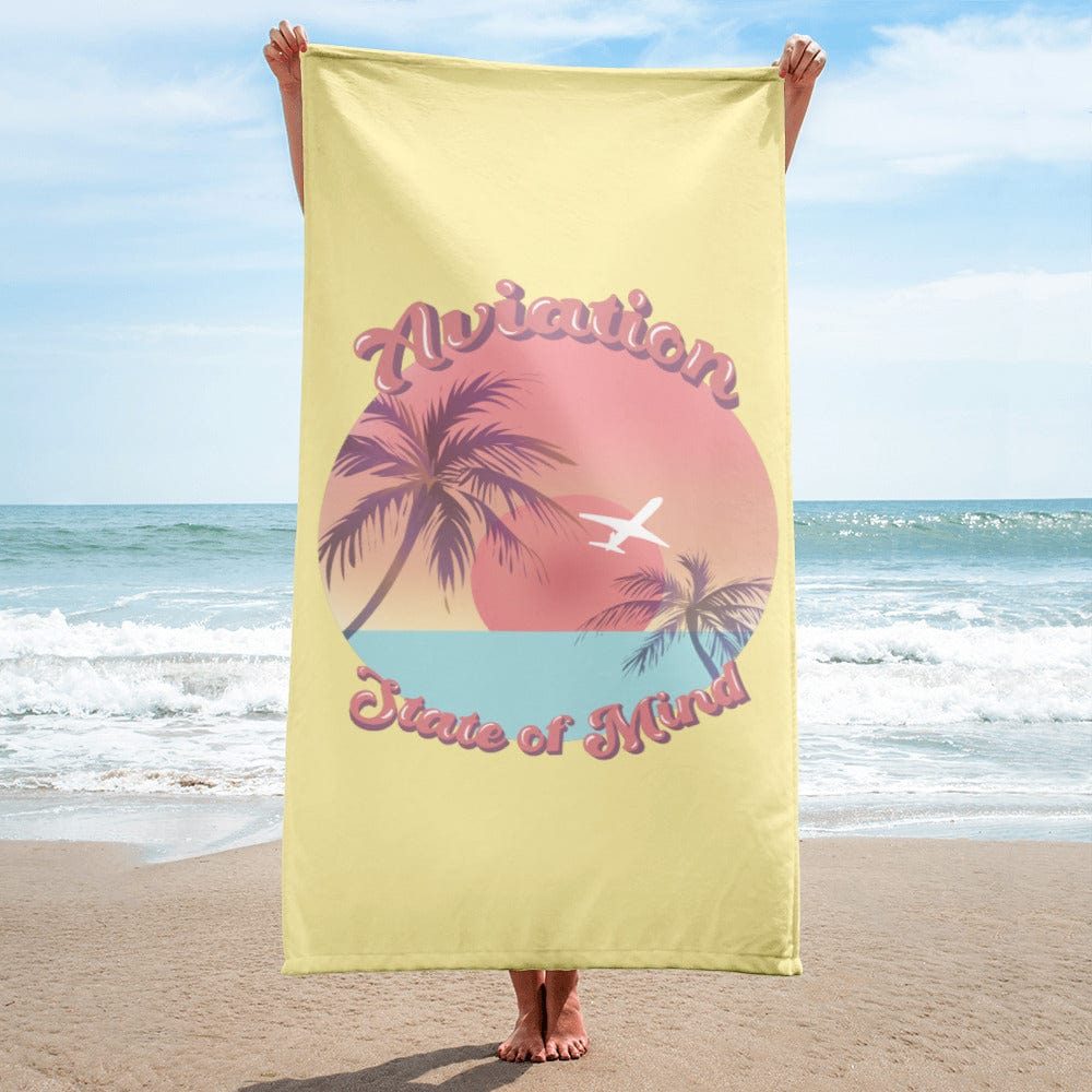 airplane beach towel with ocean and palm trees 