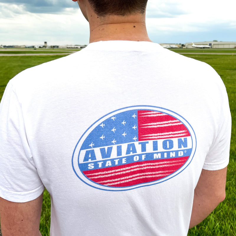 white patriotic airplane t-shirt