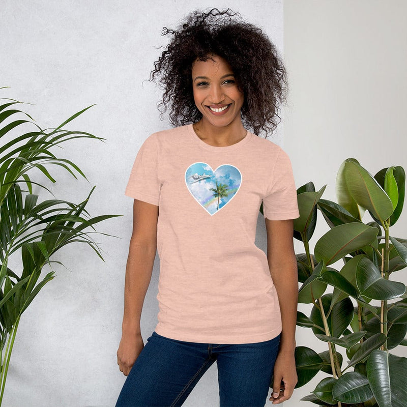 airplane t-shirt with palm tree in peach