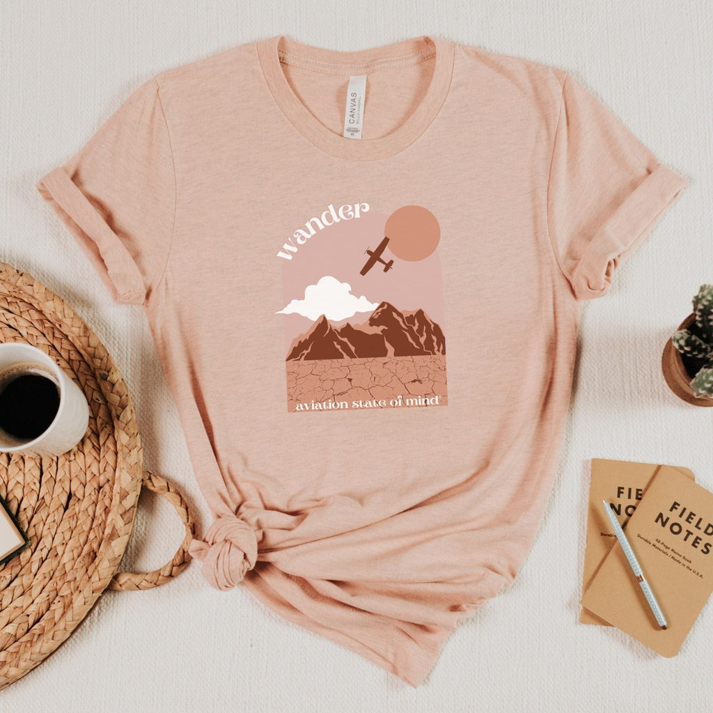 cessna 172 t-shirt in peach with desert scene